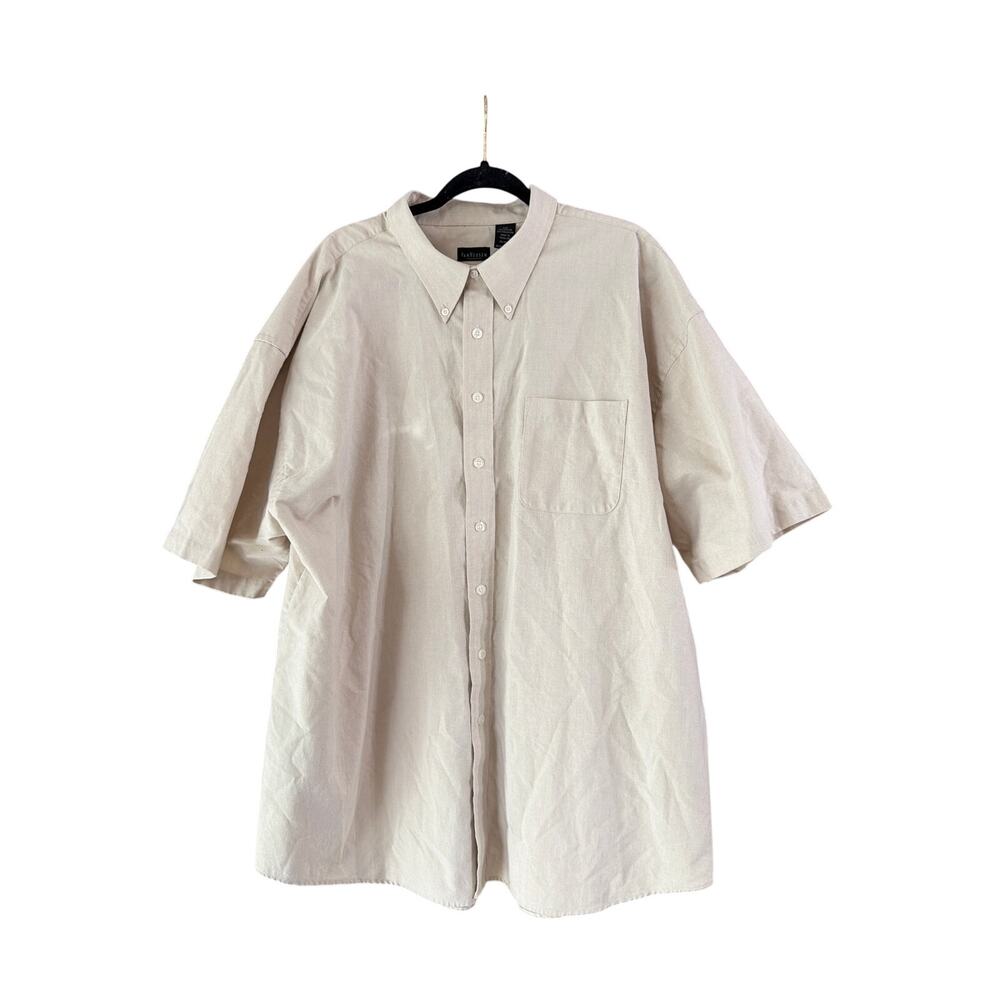 Van Heusen Big Men's Cream White Short Sleeve Button Down Shirt Size 3XL